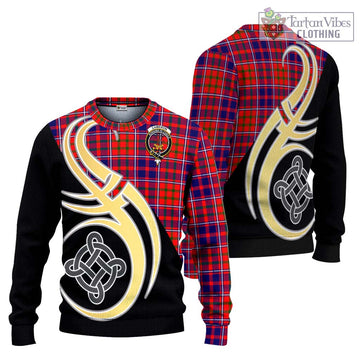 Cameron of Lochiel Modern Tartan Ugly Sweater with Family Crest and Celtic Symbol Style