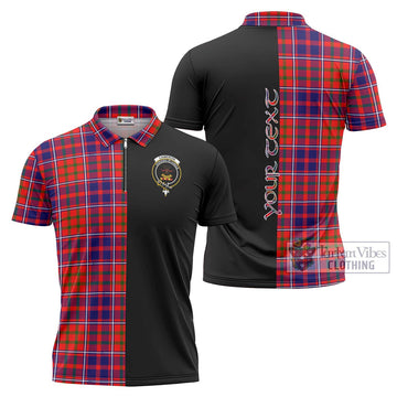 Cameron of Lochiel Modern Tartan Zipper Polo Shirt with Family Crest and Half Of Me Style