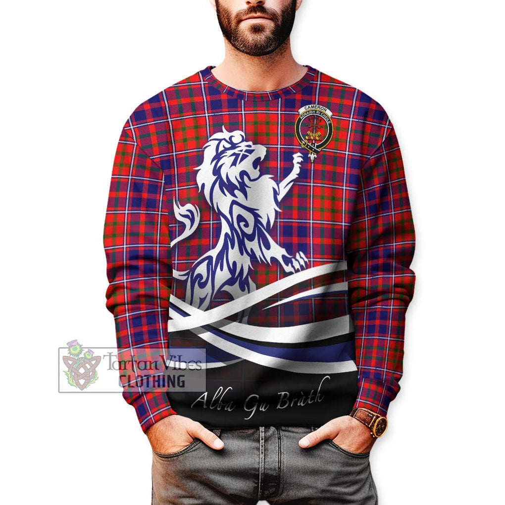 Cameron of Lochiel Modern Tartan Sweatshirt with Alba Gu Brath Regal Lion Emblem Unisex - Tartanvibesclothing Shop