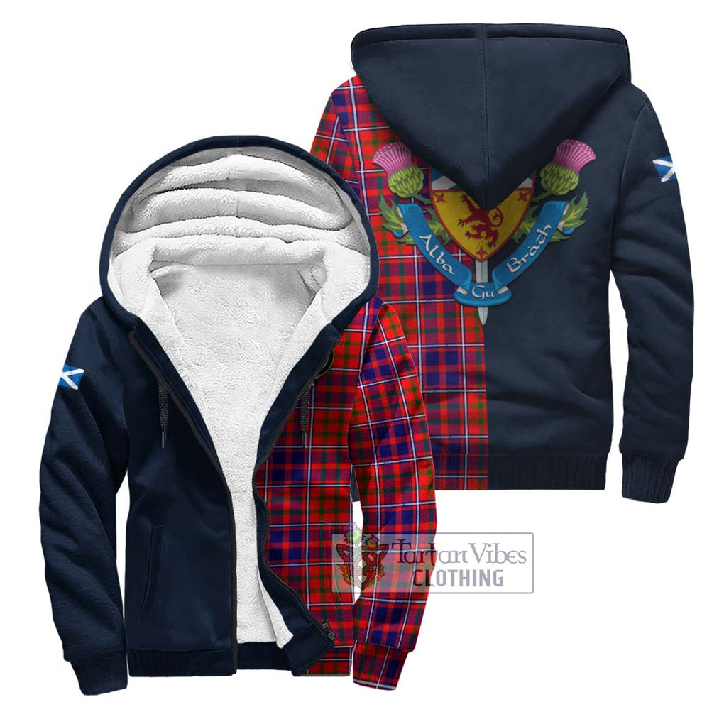 Tartan Vibes Clothing Cameron of Lochiel Modern Tartan Sherpa Hoodie with Scottish Lion Royal Arm Half Style