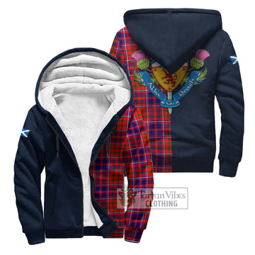 Cameron of Lochiel Modern Tartan Sherpa Hoodie Alba with Scottish Lion Royal Arm Half Style