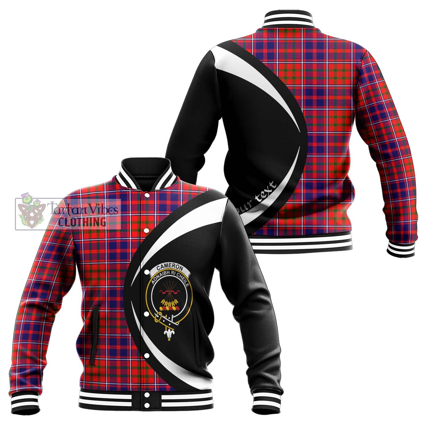 Cameron of Lochiel Modern Tartan Baseball Jacket with Family Crest Circle Style Unisex - Tartan Vibes Clothing