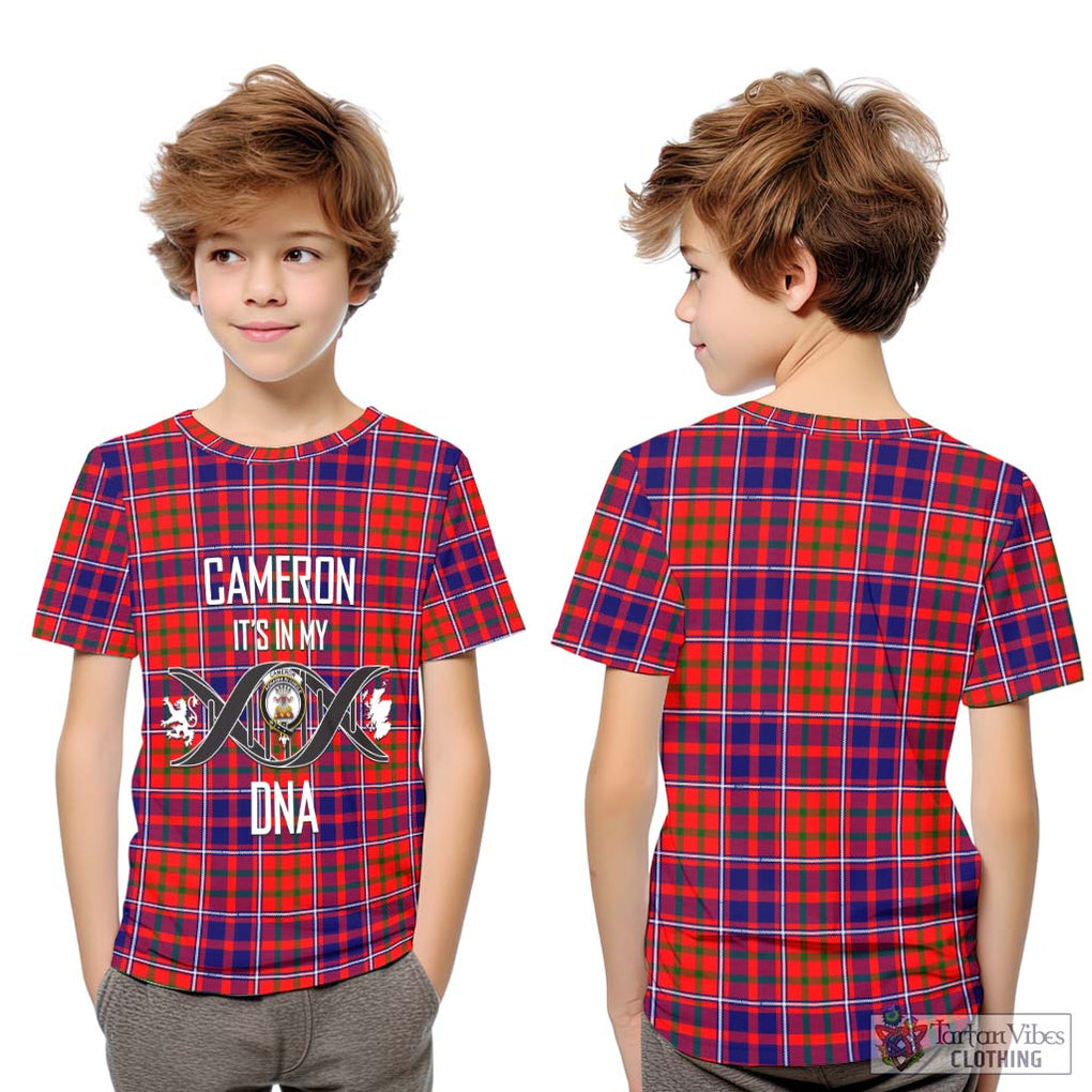 Cameron of Lochiel Modern Tartan Kid T-Shirt with Family Crest DNA In Me Style Youth XL Size14 - Tartanvibesclothing Shop