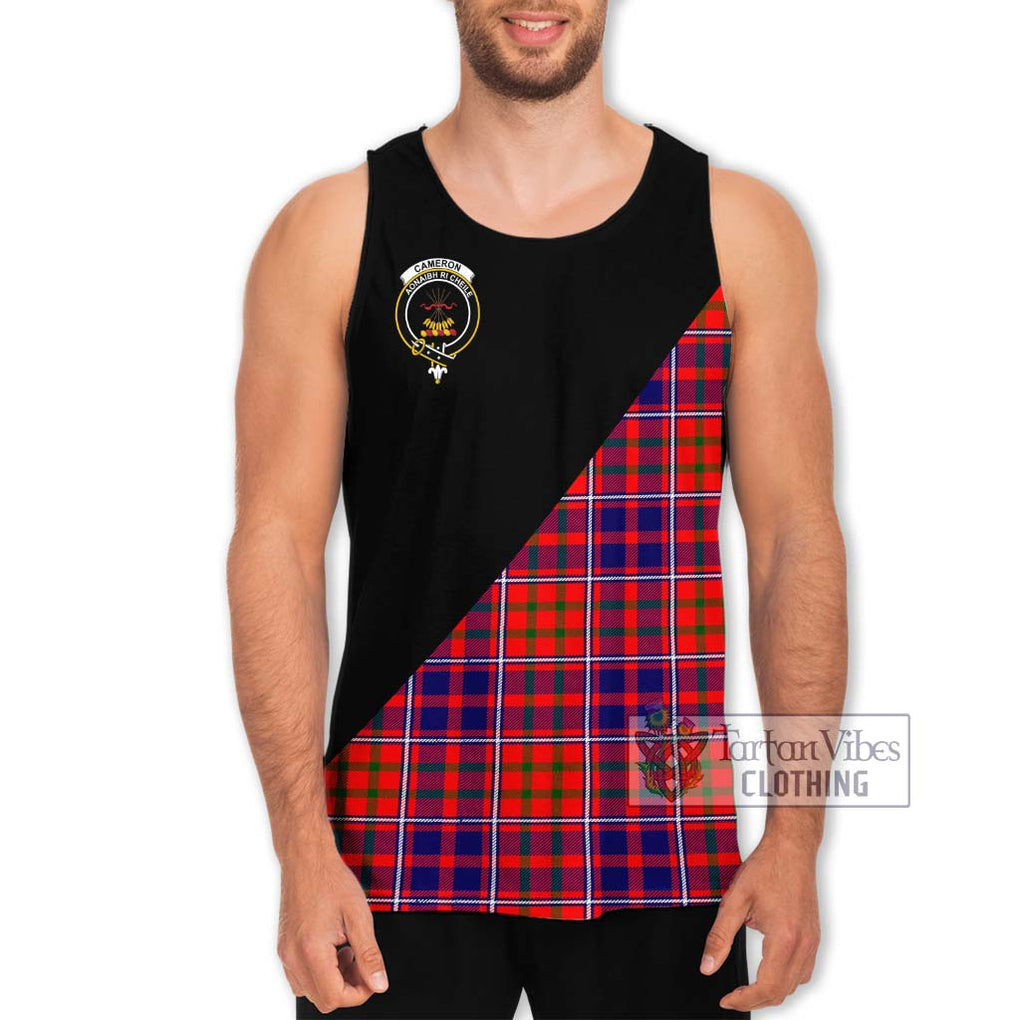 Cameron of Lochiel Modern Tartan Men's Tank Top with Family Crest and Military Logo Style Men - Tartanvibesclothing Shop