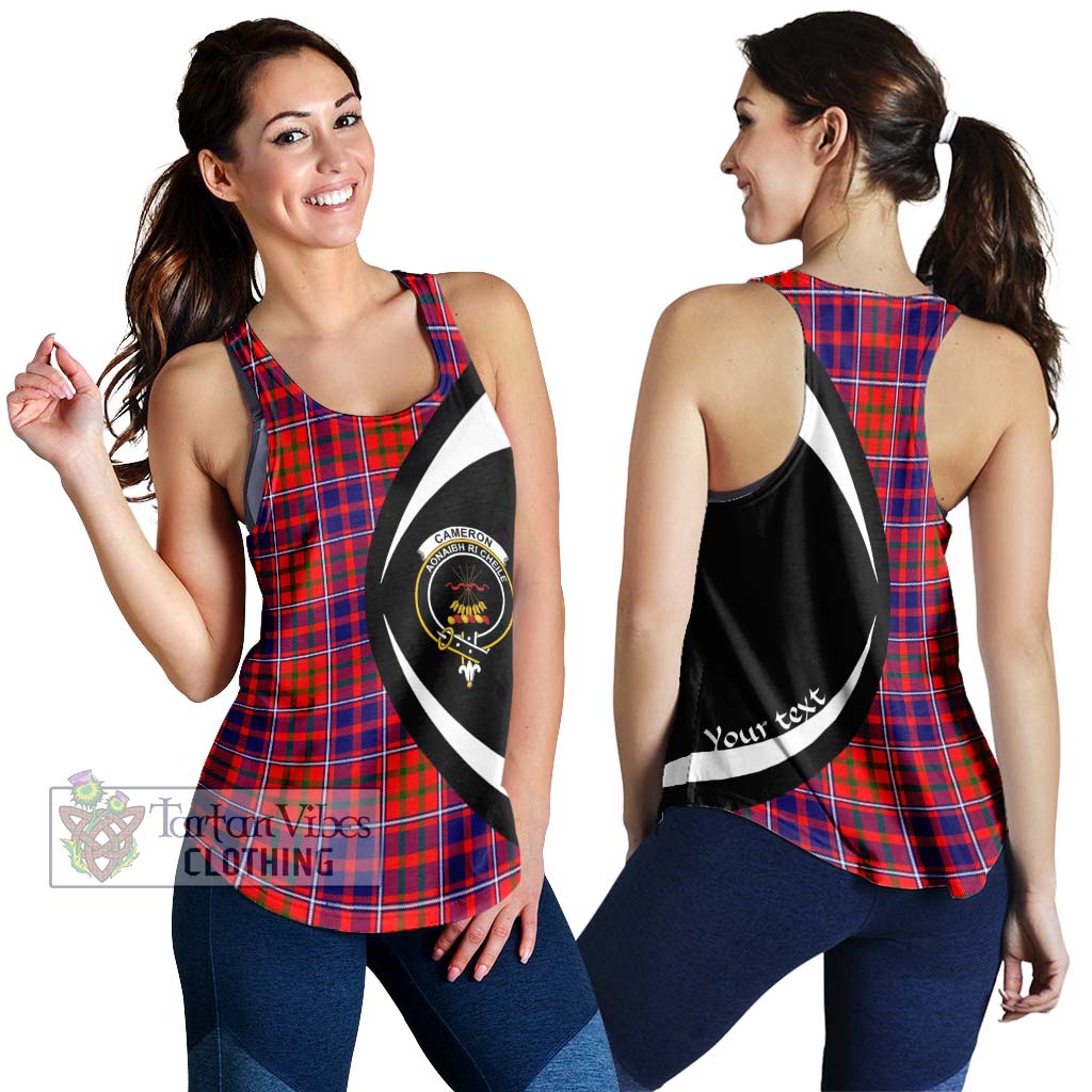 Cameron of Lochiel Modern Tartan Women's Racerback Tanks with Family Crest Circle Style 4XL - Tartan Vibes Clothing