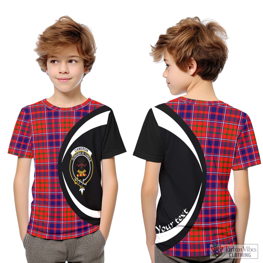 Cameron of Lochiel Modern Tartan Kid T-Shirt with Family Crest Circle Style Youth XL Size14 - Tartan Vibes Clothing