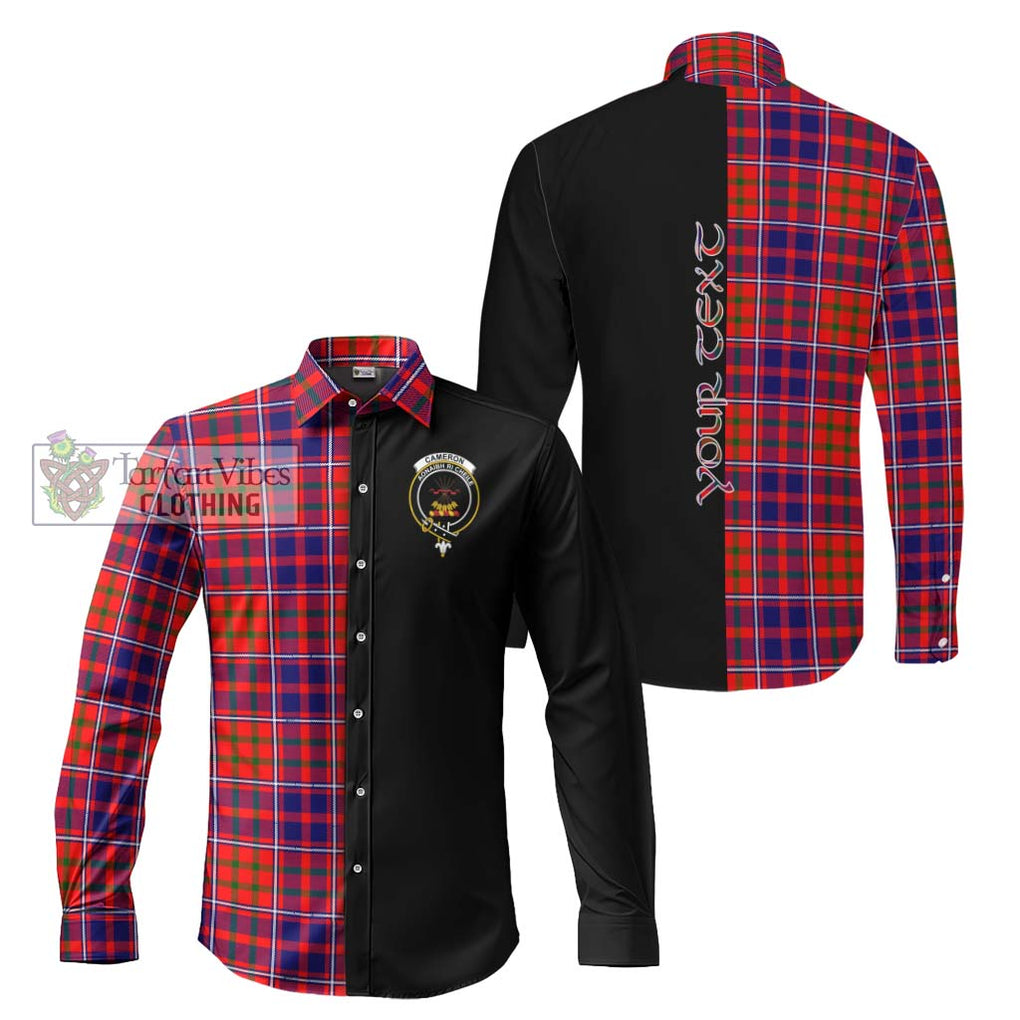 Cameron of Lochiel Modern Tartan Long Sleeve Button Shirt with Family Crest and Half Of Me Style Men's Shirt S - Tartanvibesclothing Shop