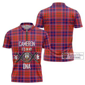 Cameron of Lochiel Modern Tartan Zipper Polo Shirt with Family Crest DNA In Me Style