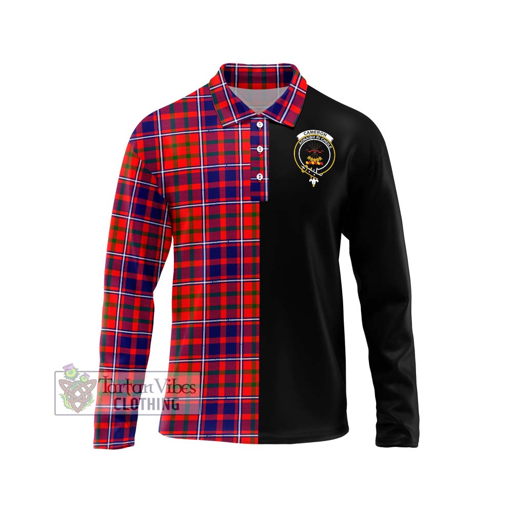 Cameron of Lochiel Modern Tartan Long Sleeve Polo Shirt with Family Crest and Half Of Me Style Unisex - Tartanvibesclothing Shop