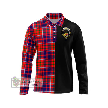 Cameron of Lochiel Modern Tartan Long Sleeve Polo Shirt with Family Crest and Half Of Me Style