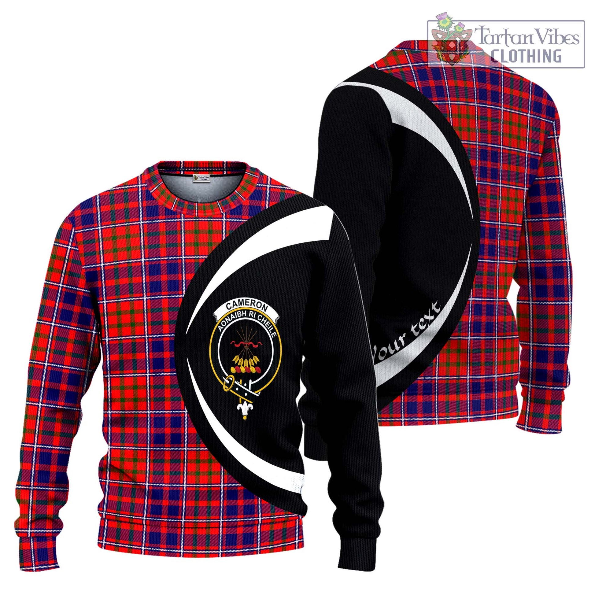 Cameron of Lochiel Modern Tartan Ugly Sweater with Family Crest Circle Style Unisex - Tartan Vibes Clothing