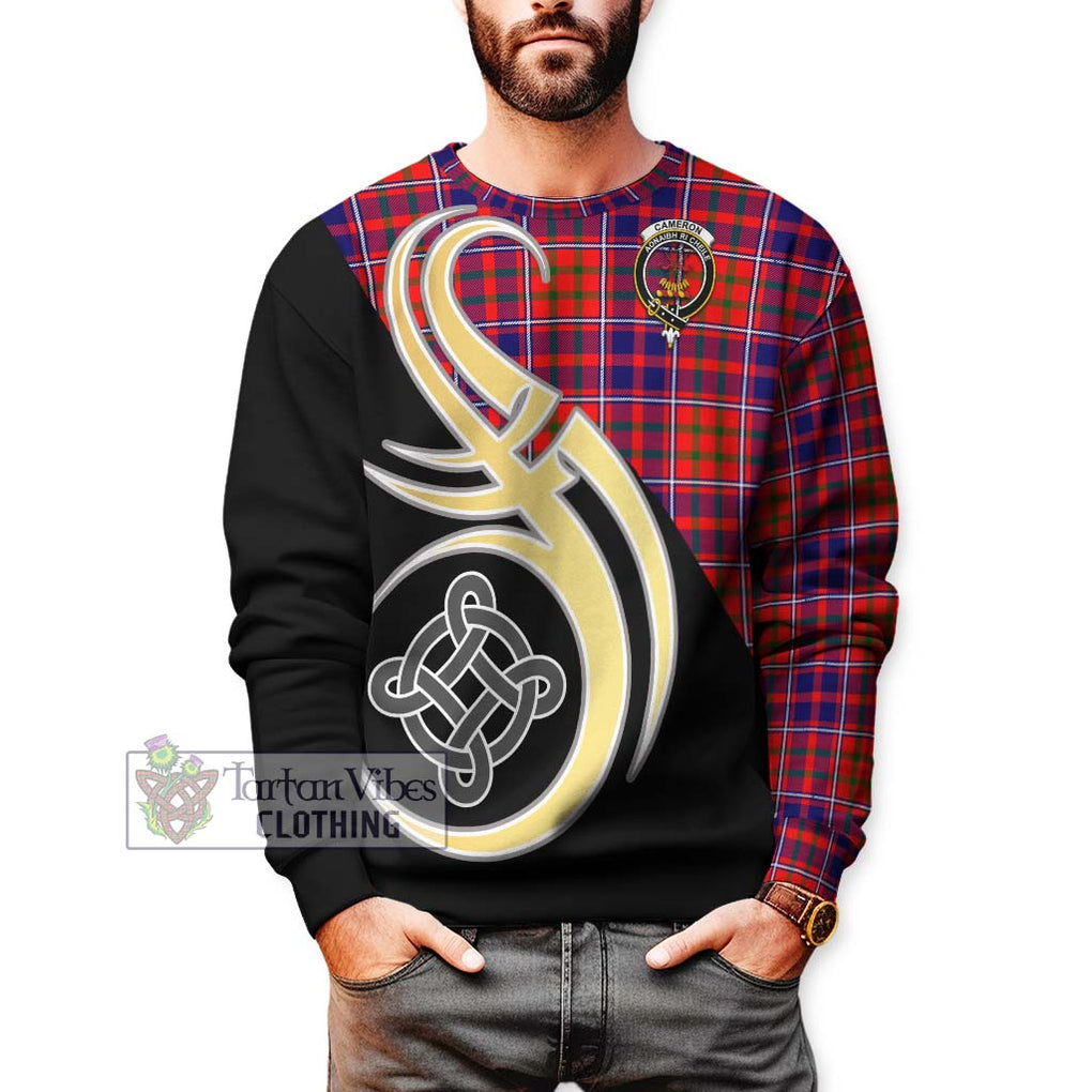 Cameron of Lochiel Modern Tartan Sweatshirt with Family Crest and Celtic Symbol Style Unisex - Tartan Vibes Clothing