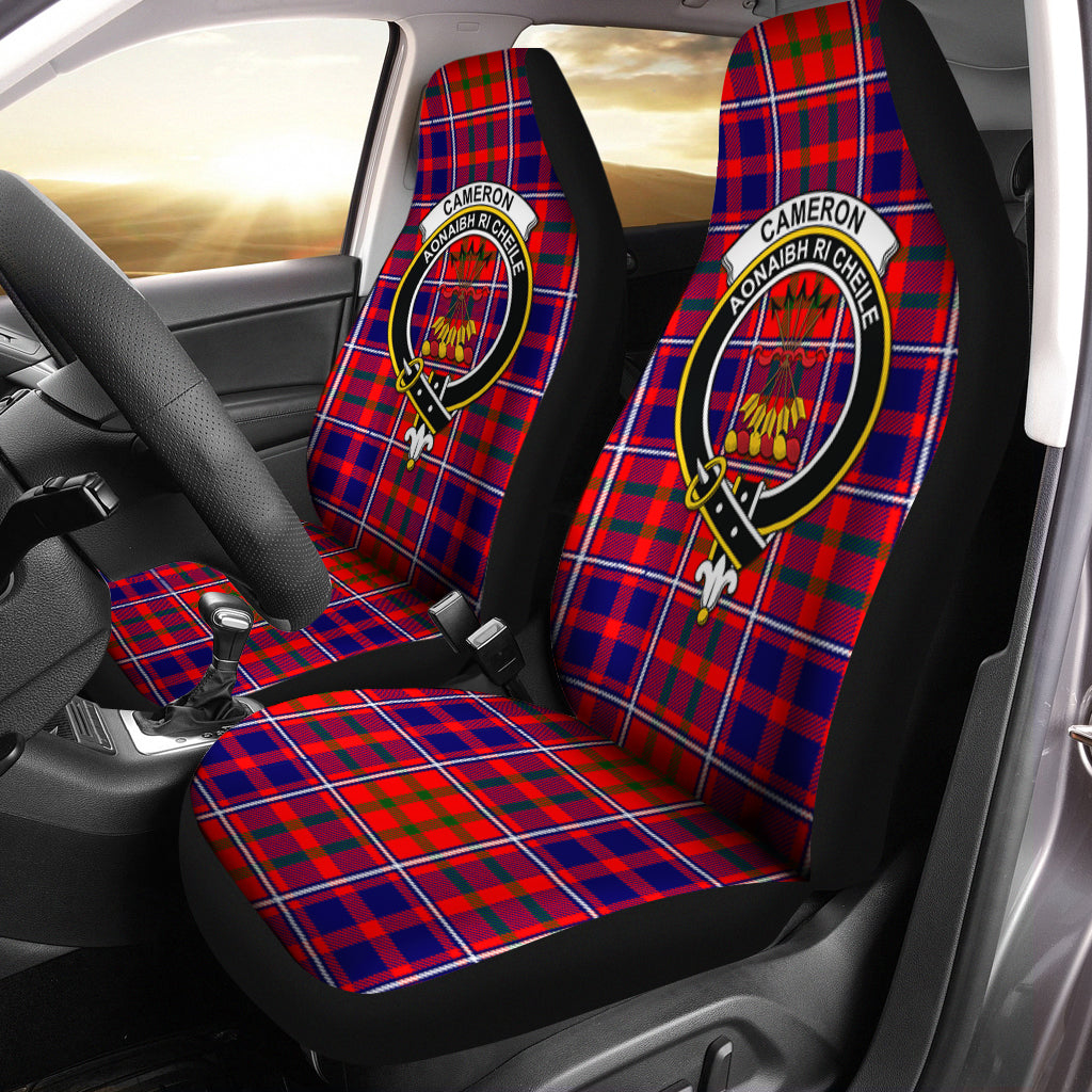 Cameron of Lochiel Modern Tartan Car Seat Cover with Family Crest One Size - Tartanvibesclothing