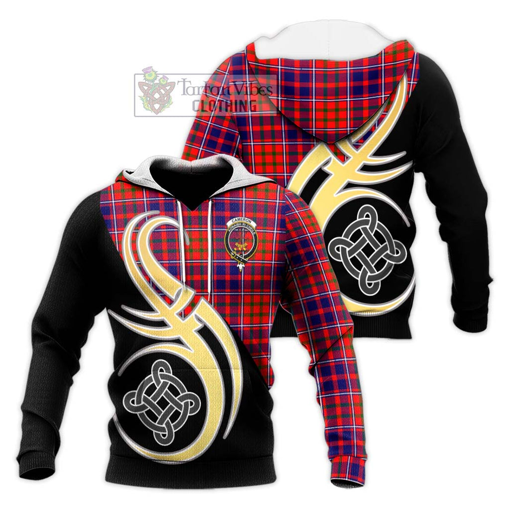 Cameron of Lochiel Modern Tartan Knitted Hoodie with Family Crest and Celtic Symbol Style Unisex Knitted Pullover Hoodie - Tartan Vibes Clothing