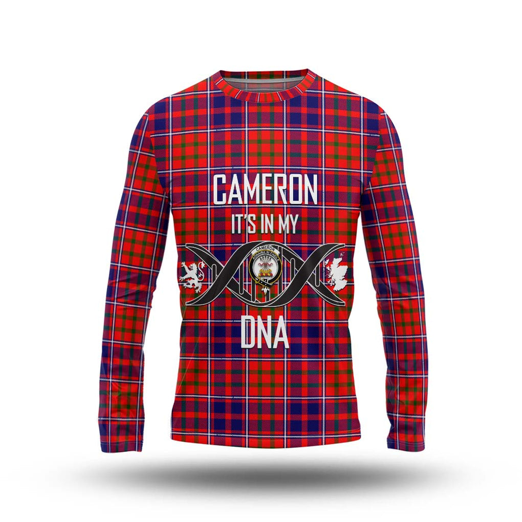 Cameron of Lochiel Modern Tartan Long Sleeve T-Shirt with Family Crest DNA In Me Style Unisex - Tartanvibesclothing Shop