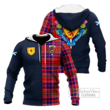 Cameron of Lochiel Modern Tartan Knitted Hoodie Alba with Scottish Lion Royal Arm Half Style