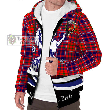 Cameron of Lochiel Modern Tartan Sherpa Hoodie with Alba Gu Brath Regal Lion Emblem