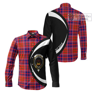 Cameron of Lochiel Modern Tartan Long Sleeve Button Up with Family Crest Circle Style