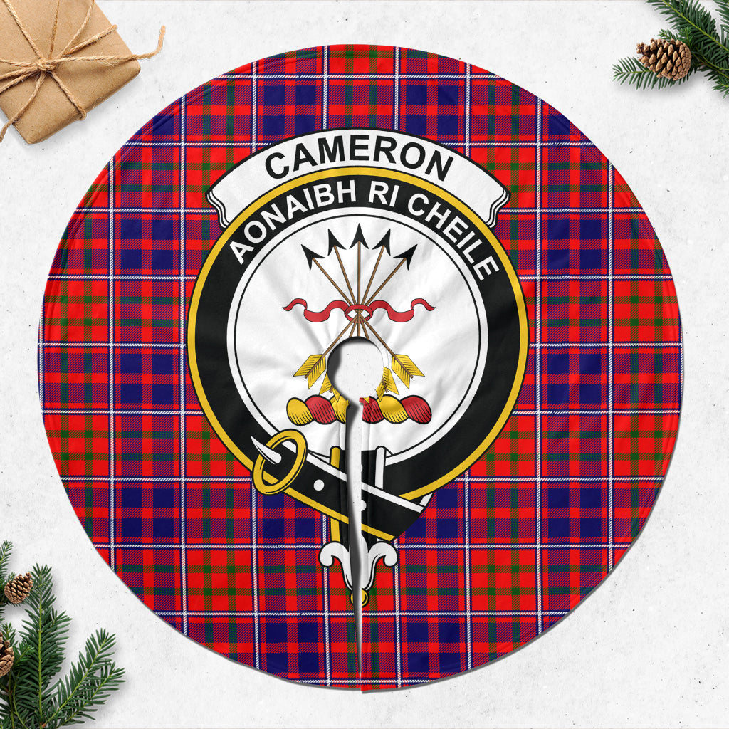 Cameron of Lochiel Modern Tartan Christmas Tree Skirt with Family Crest - Tartanvibesclothing