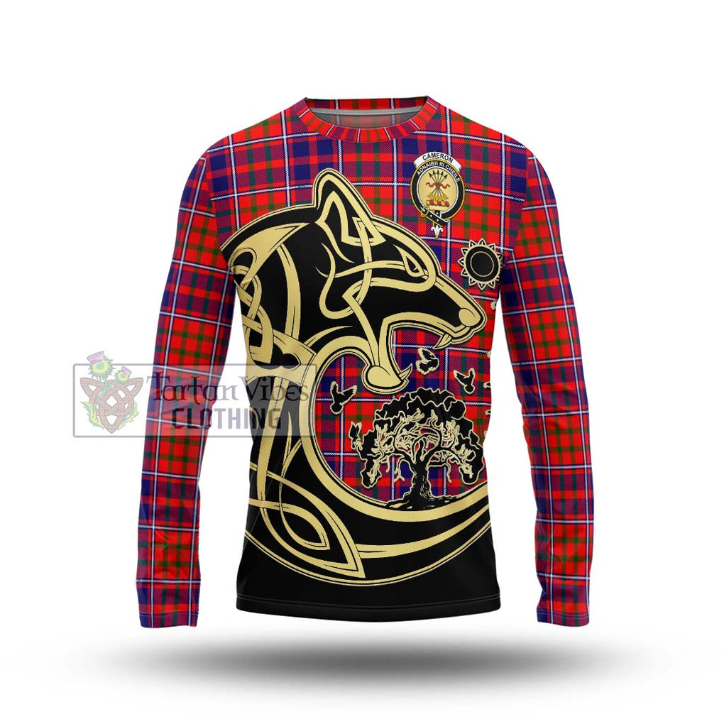 Cameron of Lochiel Modern Tartan Long Sleeve T-Shirt with Family Crest Celtic Wolf Style Unisex - Tartan Vibes Clothing