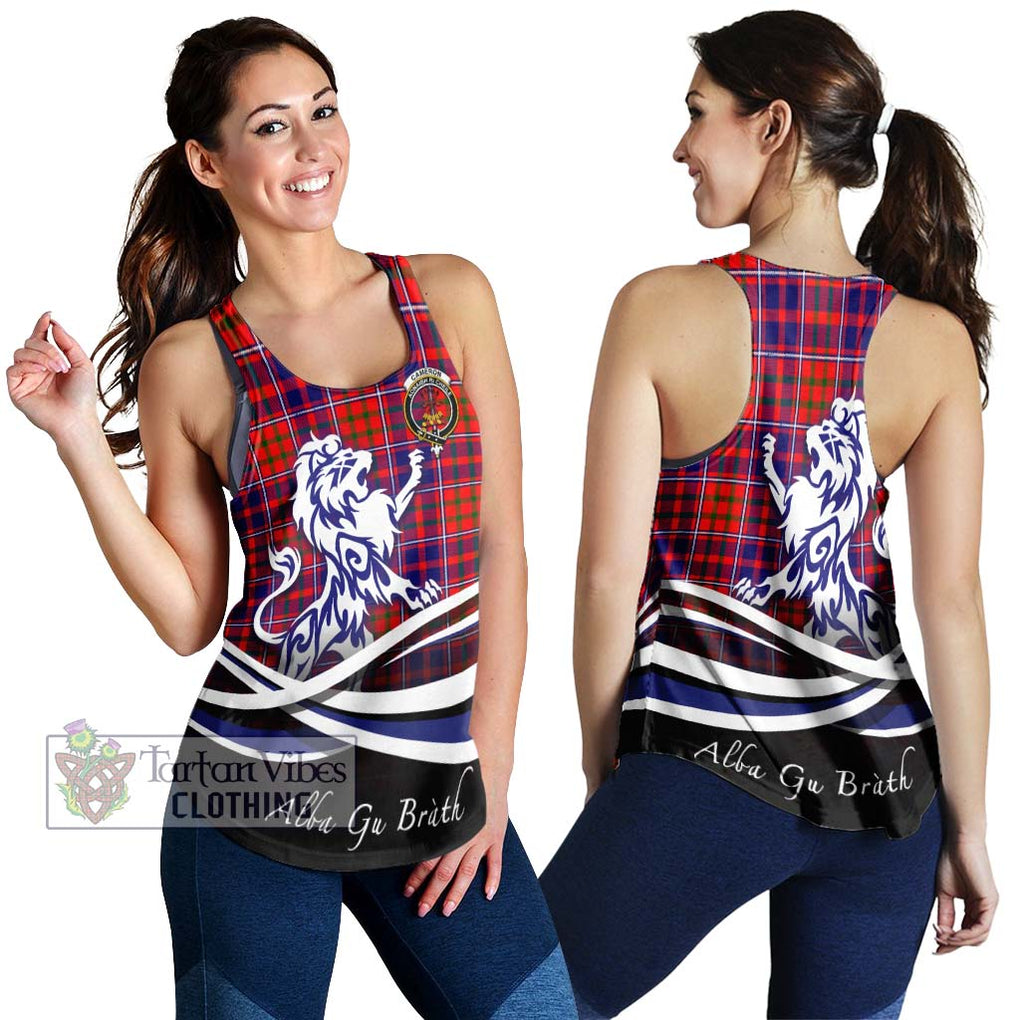 Cameron of Lochiel Modern Tartan Women's Racerback Tanks with Alba Gu Brath Regal Lion Emblem 4XL - Tartanvibesclothing Shop