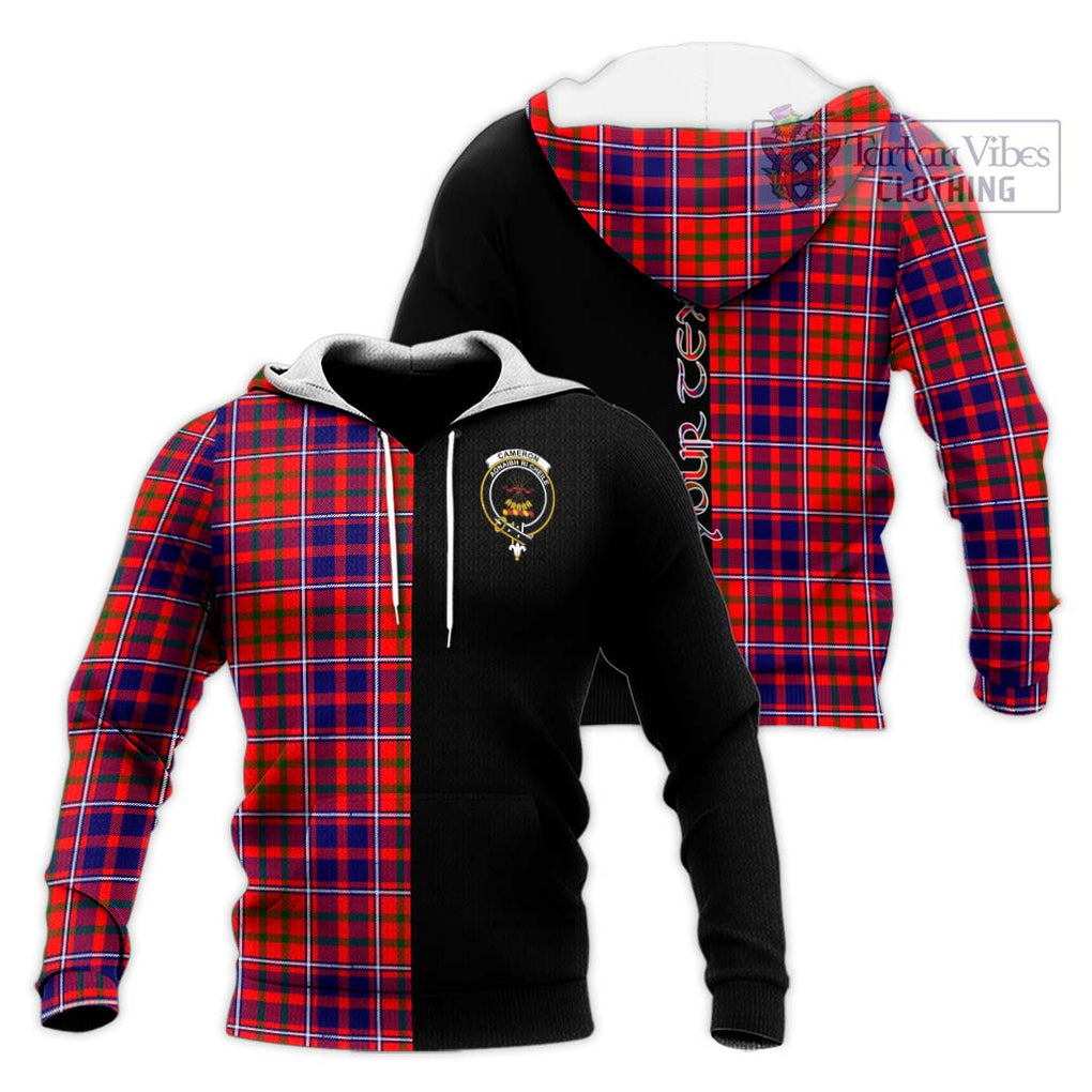 Cameron of Lochiel Modern Tartan Knitted Hoodie with Family Crest and Half Of Me Style Unisex Knitted Pullover Hoodie - Tartanvibesclothing Shop