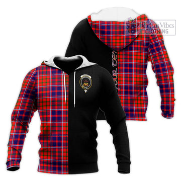 Cameron of Lochiel Modern Tartan Knitted Hoodie with Family Crest and Half Of Me Style