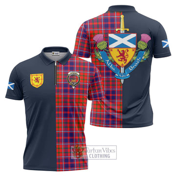 Cameron of Lochiel Modern Tartan Zipper Polo Shirt Alba with Scottish Lion Royal Arm Half Style