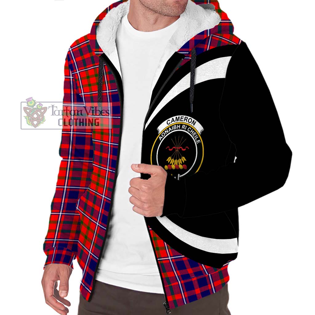 Cameron of Lochiel Modern Tartan Sherpa Hoodie with Family Crest Circle Style Unisex S - Tartan Vibes Clothing