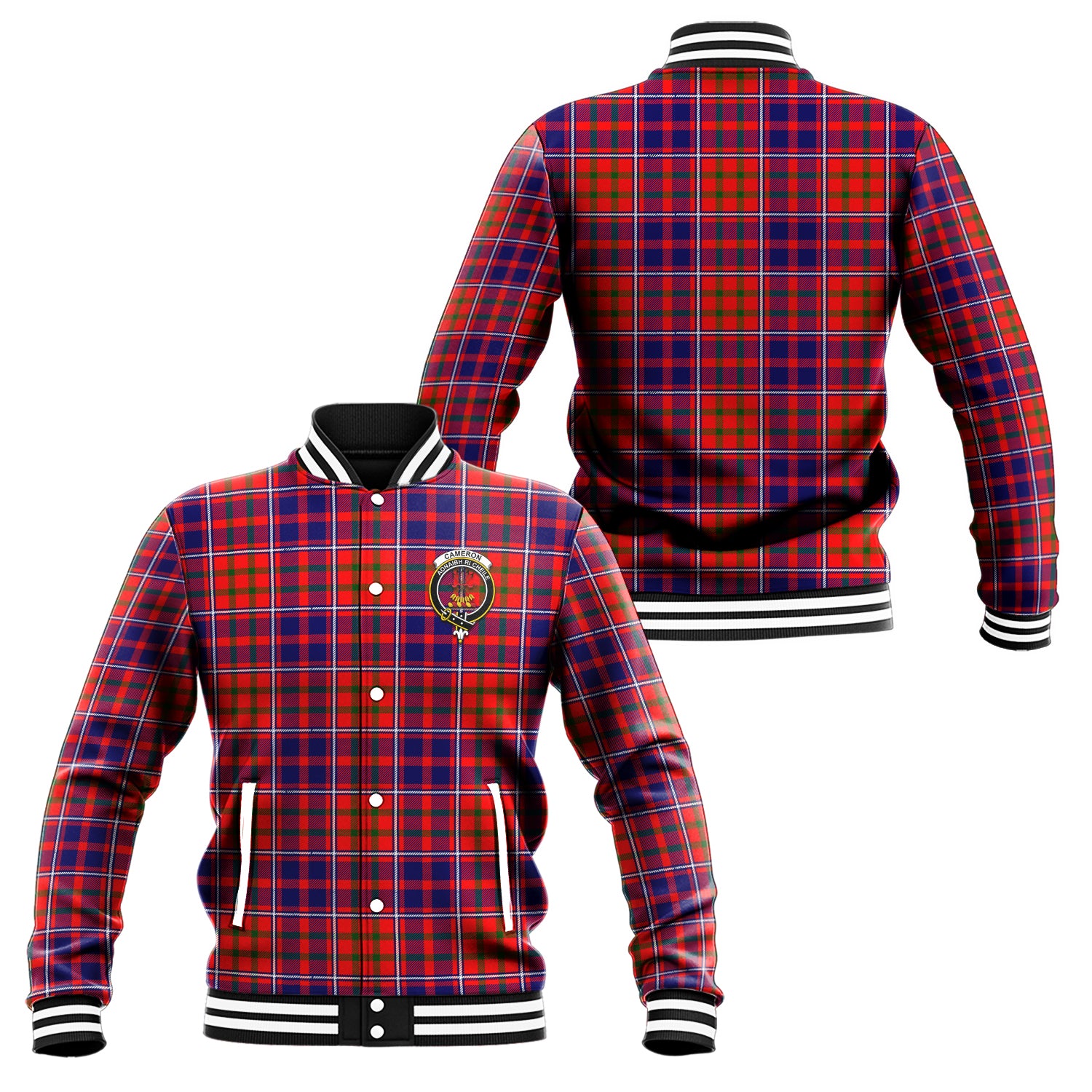 Cameron of Lochiel Modern Tartan Baseball Jacket with Family Crest Unisex - Tartan Vibes Clothing