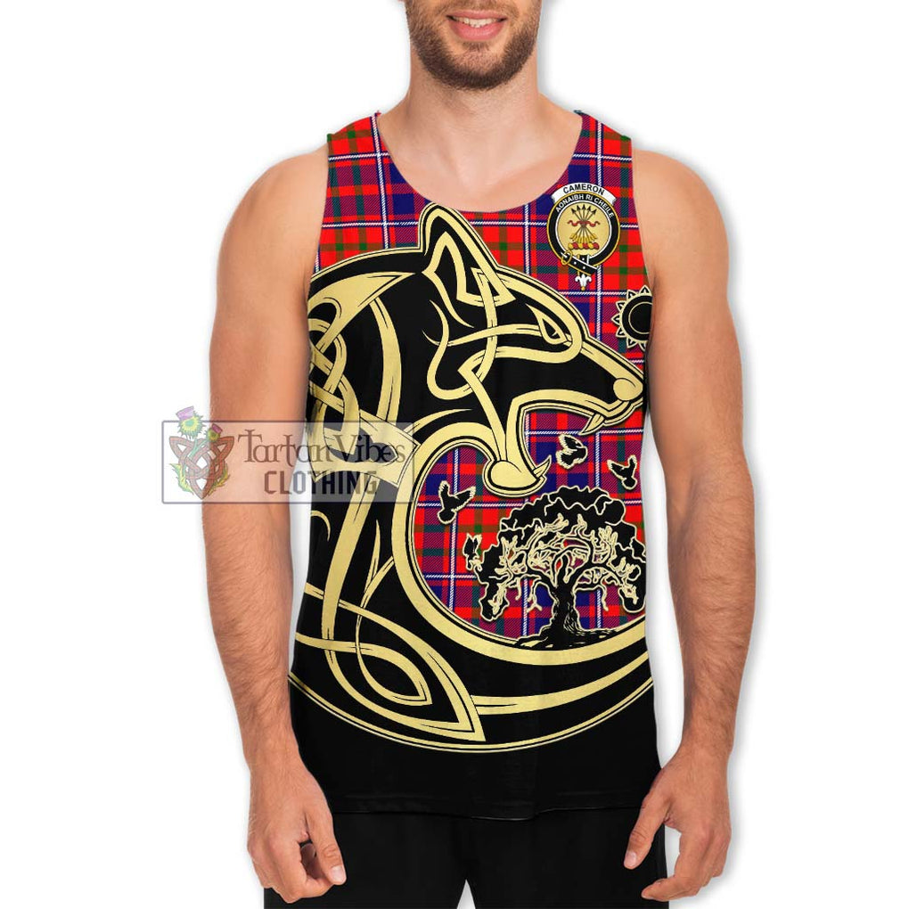 Cameron of Lochiel Modern Tartan Men's Tank Top with Family Crest Celtic Wolf Style Men - Tartan Vibes Clothing