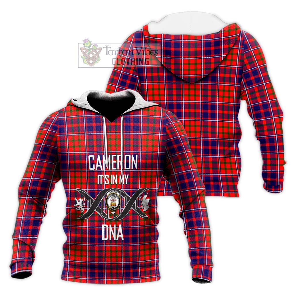 Tartan Vibes Clothing Cameron of Lochiel Modern Tartan Knitted Hoodie with Family Crest DNA In Me Style