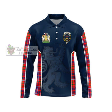 Cameron of Lochiel Modern Tartan Long Sleeve Polo Shirt with Family Crest and Lion Rampant Vibes Sport Style