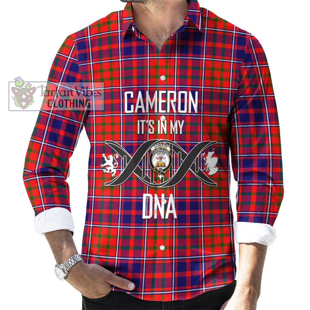 Cameron of Lochiel Modern Tartan Long Sleeve Button Shirt with Family Crest DNA In Me Style Men's Shirt S - Tartanvibesclothing Shop