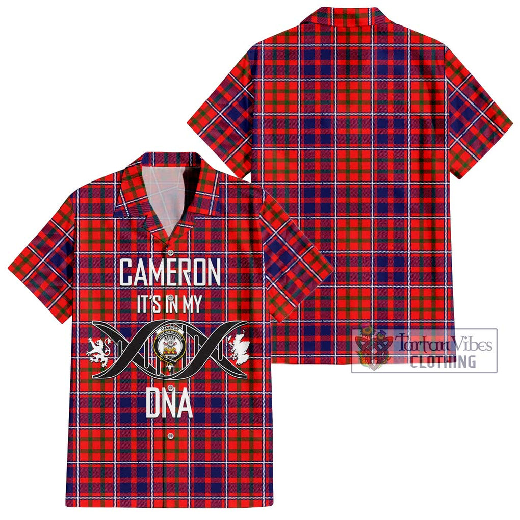 Cameron of Lochiel Modern Tartan Short Sleeve Button Shirt with Family Crest DNA In Me Style Kid - Tartanvibesclothing Shop