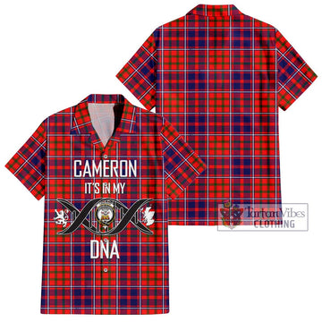 Cameron of Lochiel Modern Tartan Short Sleeve Button Shirt with Family Crest DNA In Me Style