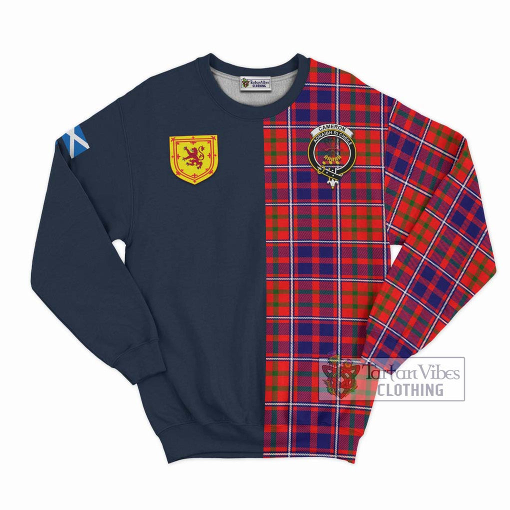 Tartan Vibes Clothing Cameron of Lochiel Modern Tartan Sweatshirt with Scottish Lion Royal Arm Half Style