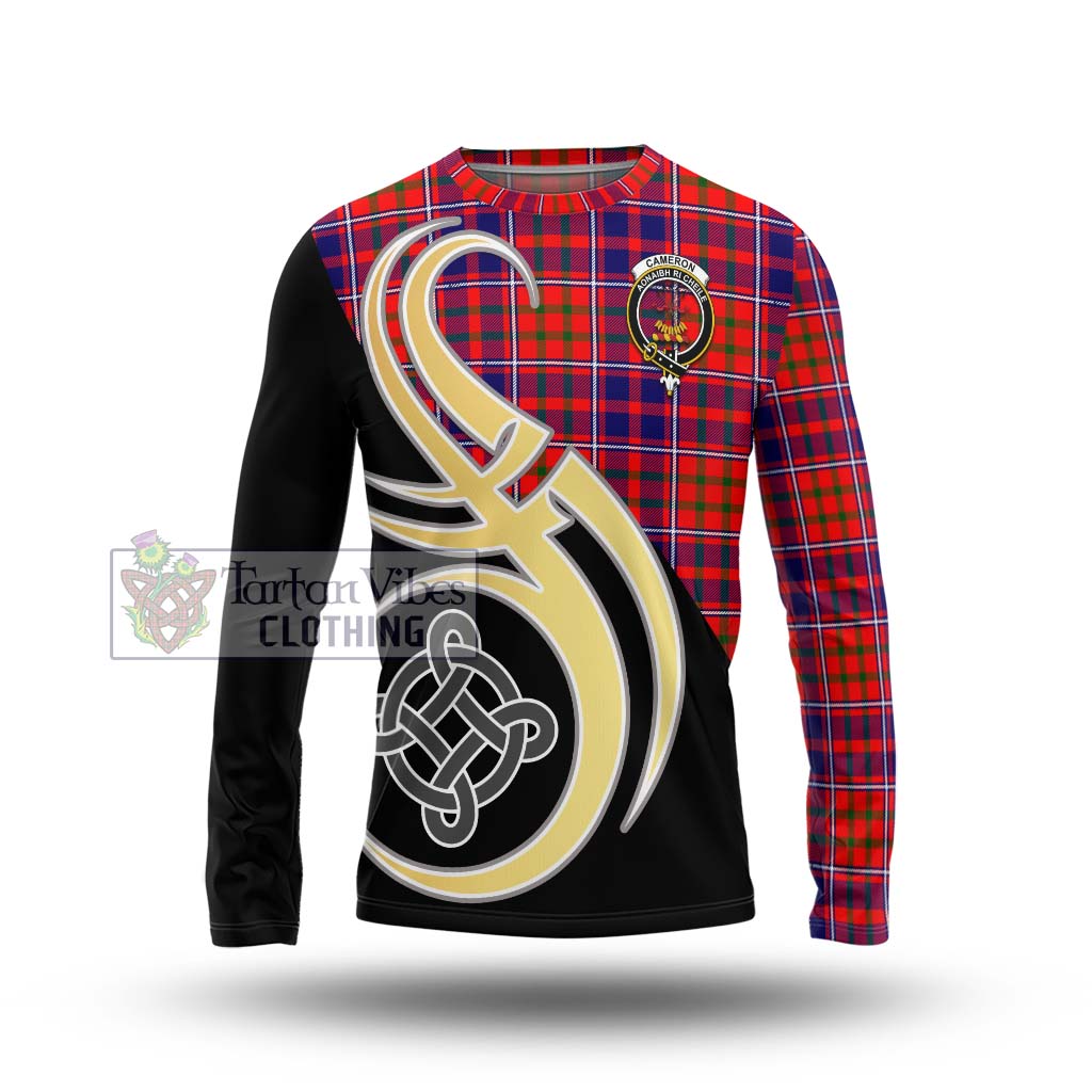 Cameron of Lochiel Modern Tartan Long Sleeve T-Shirt with Family Crest and Celtic Symbol Style Unisex - Tartan Vibes Clothing