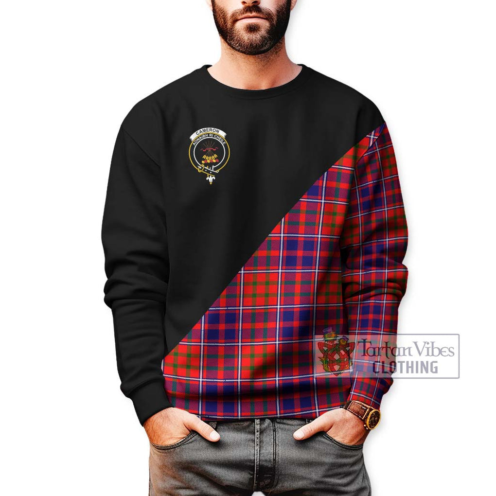 Cameron of Lochiel Modern Tartan Sweatshirt with Family Crest and Military Logo Style Unisex - Tartanvibesclothing Shop