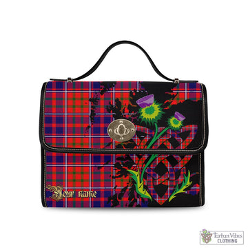 Cameron of Lochiel Modern Tartan Waterproof Canvas Bag with Scotland Map and Thistle Celtic Accents