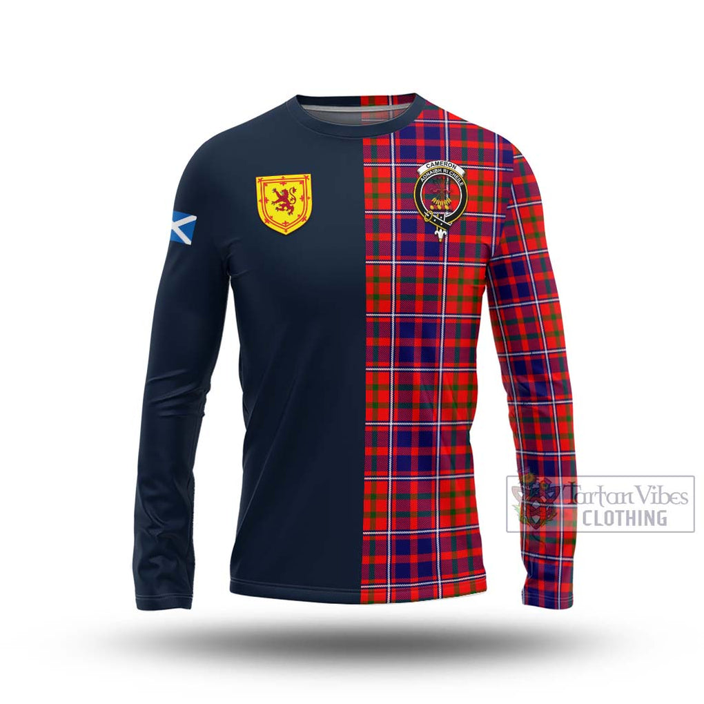 Tartan Vibes Clothing Cameron of Lochiel Modern Tartan Long Sleeve T-Shirt with Scottish Lion Royal Arm Half Style