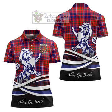 Cameron of Lochiel Modern Tartan Women's Polo Shirt with Alba Gu Brath Regal Lion Emblem