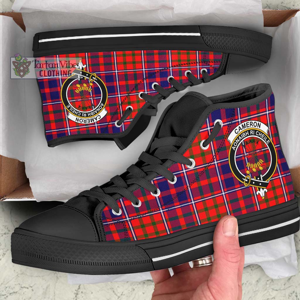 Tartan Vibes Clothing Cameron of Lochiel Modern Tartan High Top Shoes with Family Crest