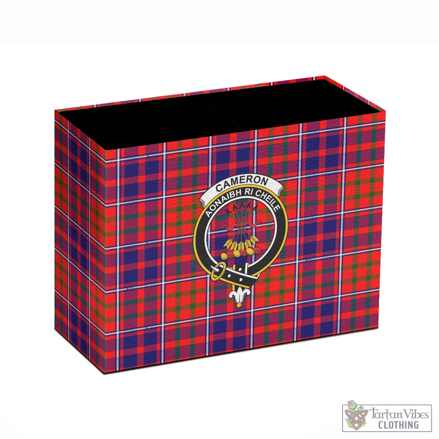 Tartan Vibes Clothing Cameron of Lochiel Modern Tartan Pen Holder with Family Crest