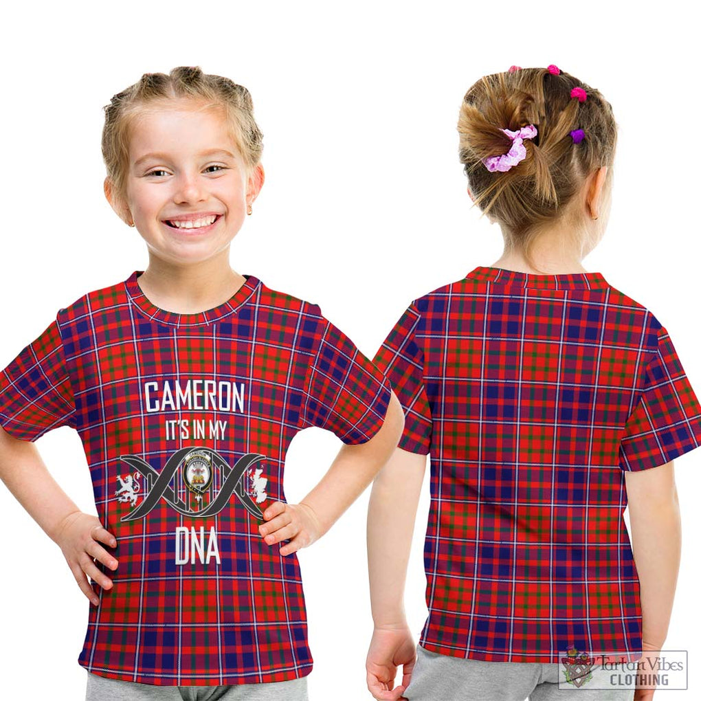 Cameron of Lochiel Modern Tartan Kid T-Shirt with Family Crest DNA In Me Style - Tartanvibesclothing Shop