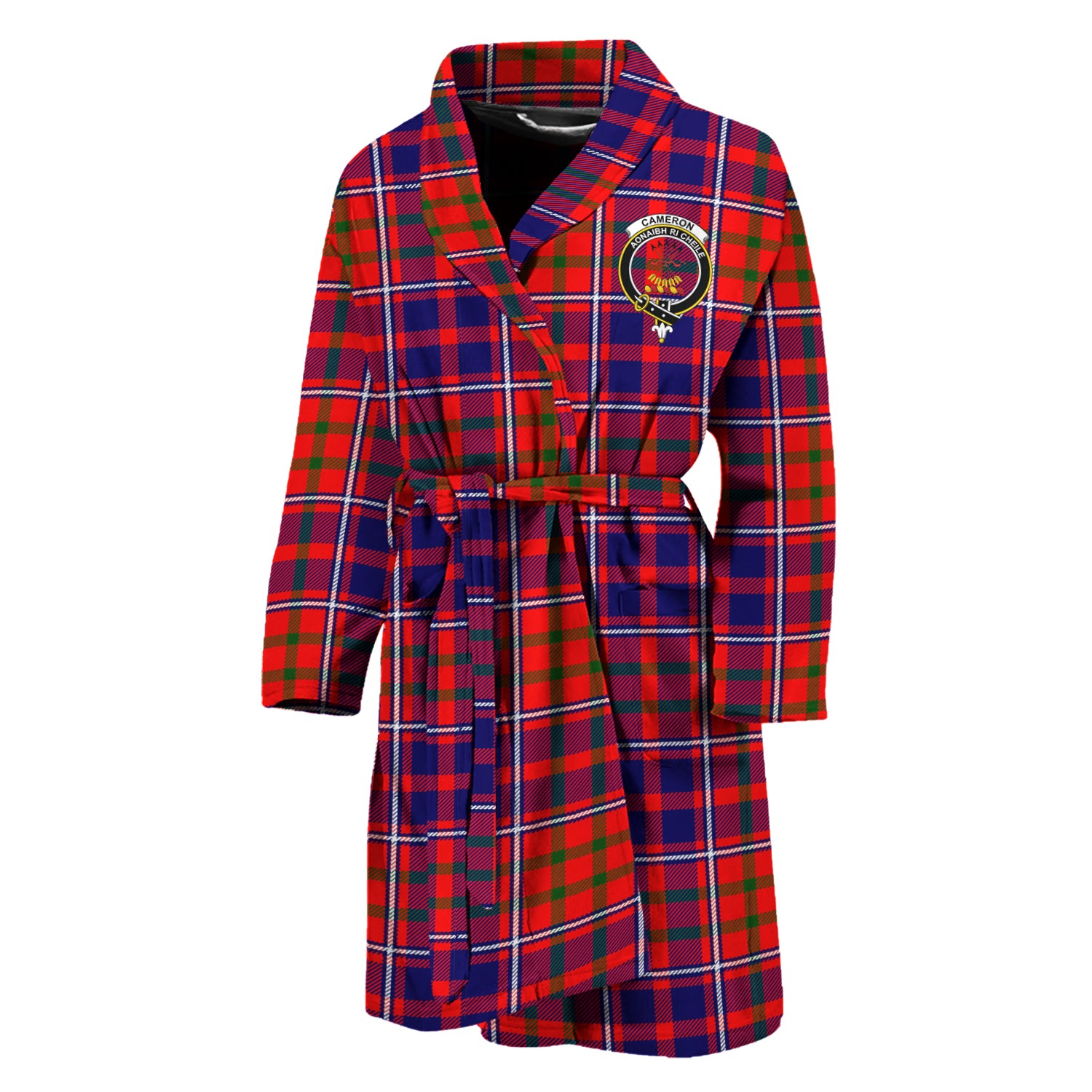 Cameron of Lochiel Modern Tartan Bathrobe with Family Crest Unisex M - Tartan Vibes Clothing