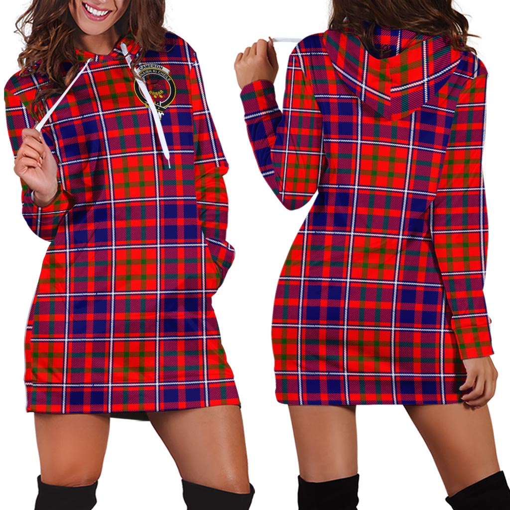 Cameron of Lochiel Modern Tartan Hoodie Dress with Family Crest - Tartan Vibes Clothing