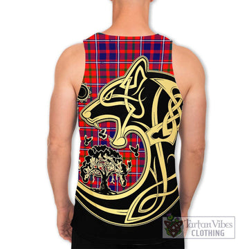 Cameron of Lochiel Modern Tartan Men's Tank Top with Family Crest Celtic Wolf Style