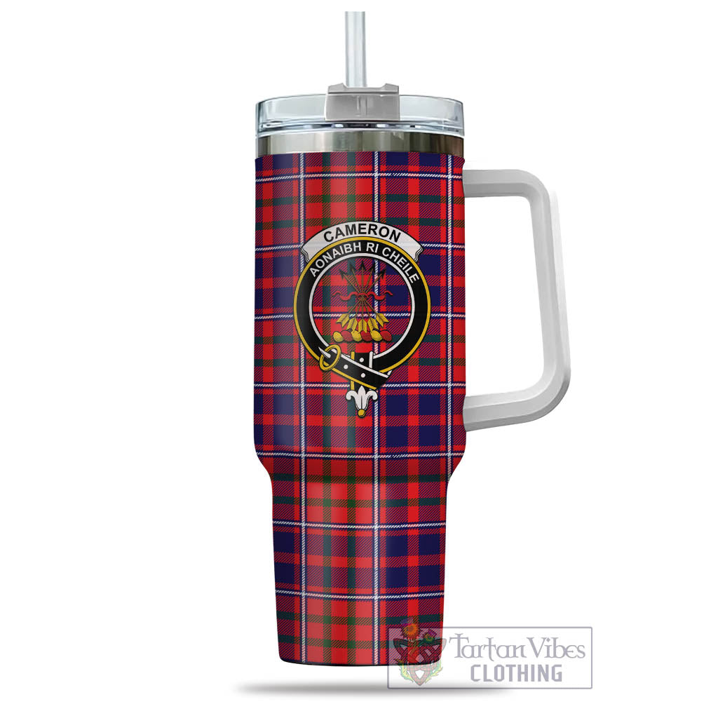 Tartan Vibes Clothing Cameron of Lochiel Modern Tartan and Family Crest Tumbler with Handle