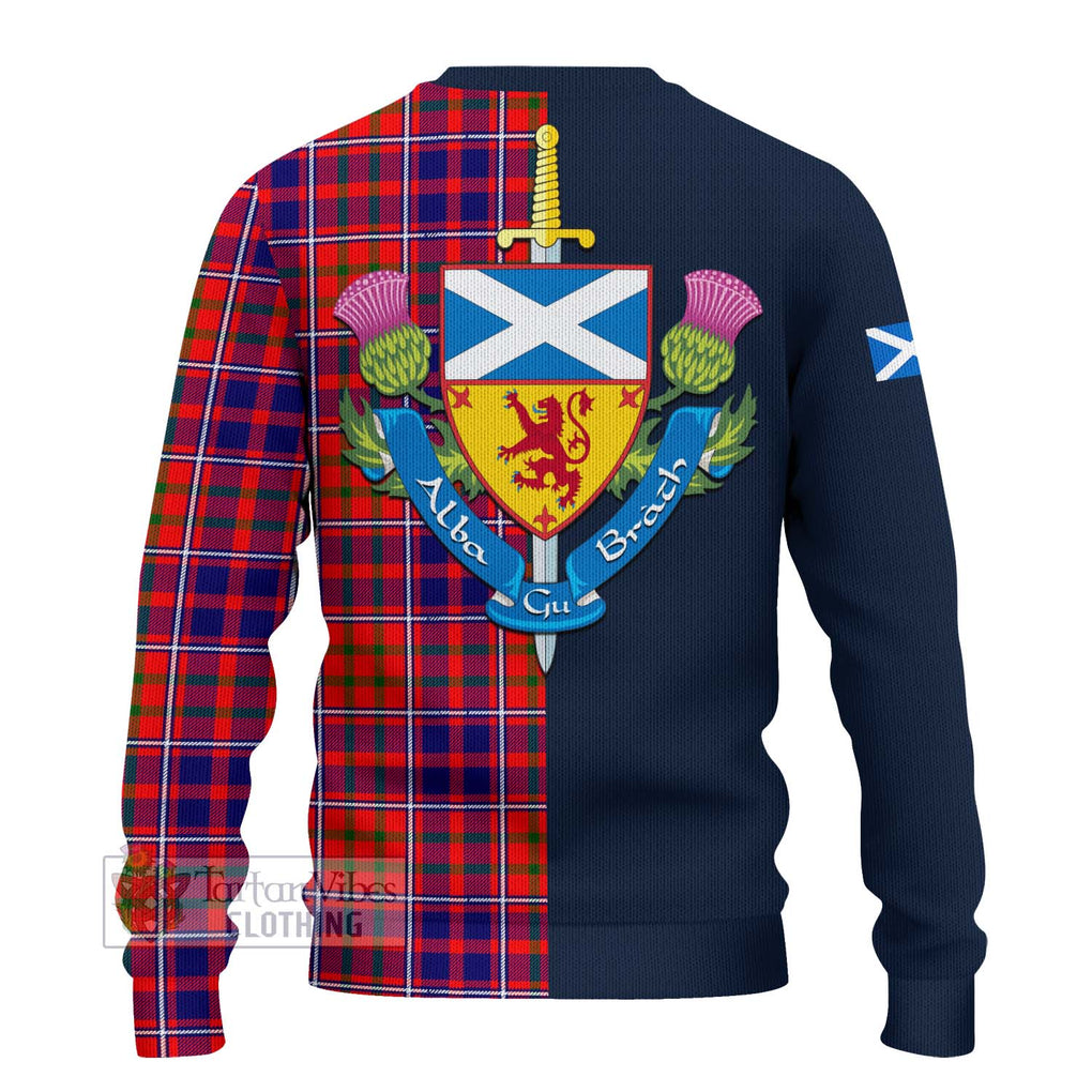 Tartan Vibes Clothing Cameron of Lochiel Modern Tartan Knitted Sweater with Scottish Lion Royal Arm Half Style